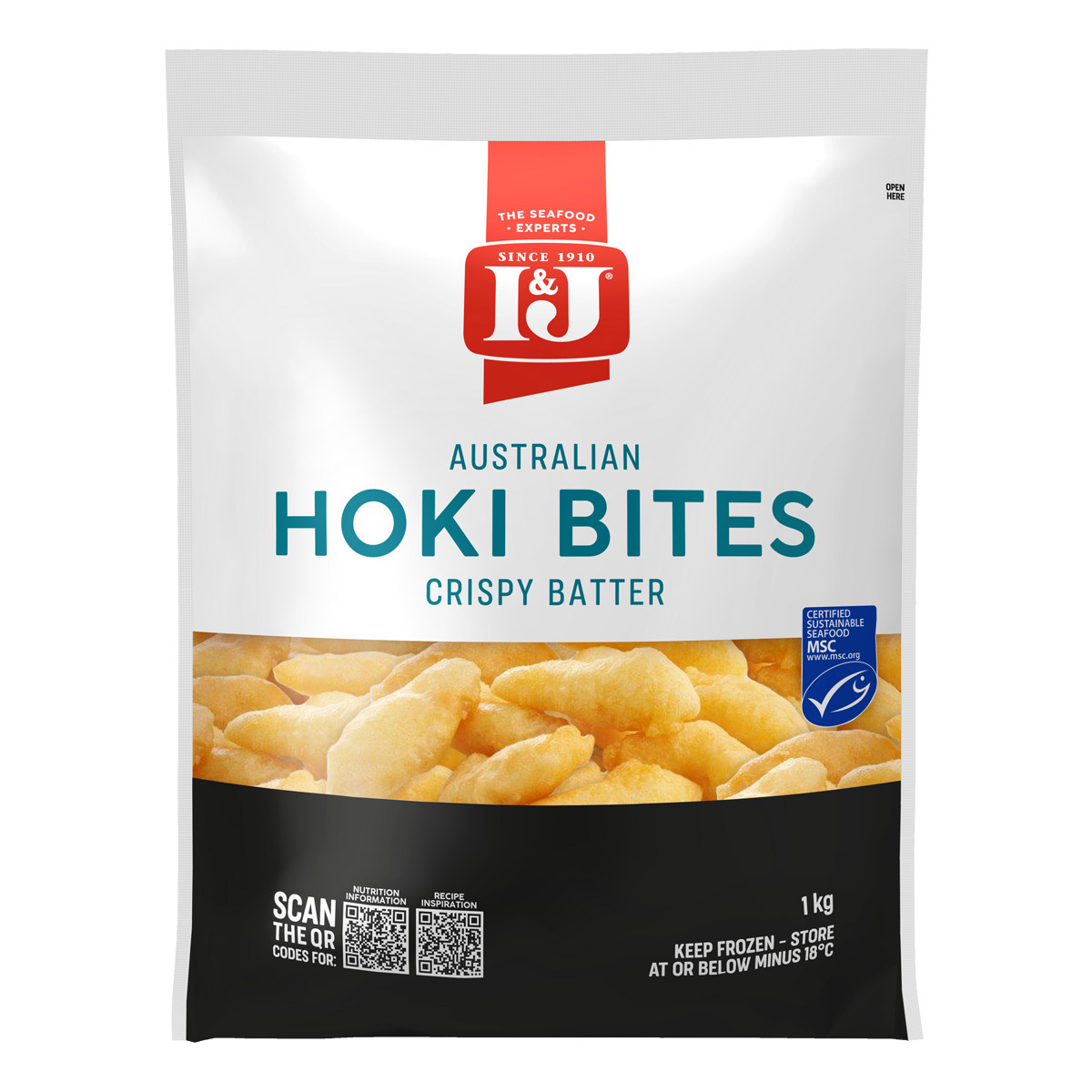 I&J® Battered Australian Hoki Bites, Front Innerpack