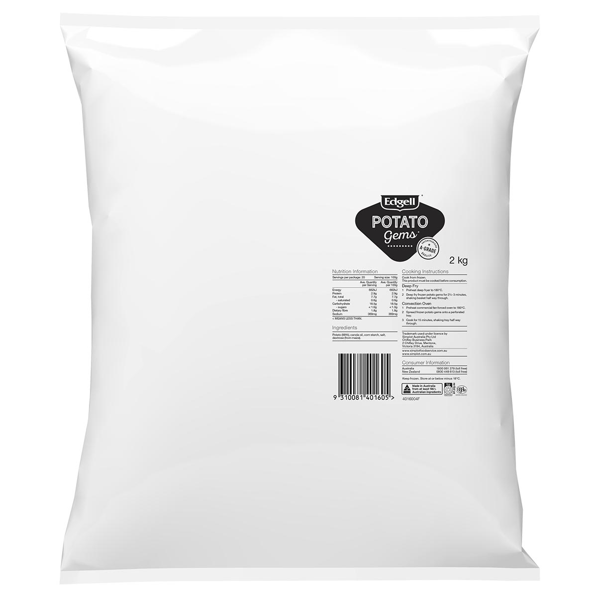 Edgell® Potato Gems®, Front Innerpack